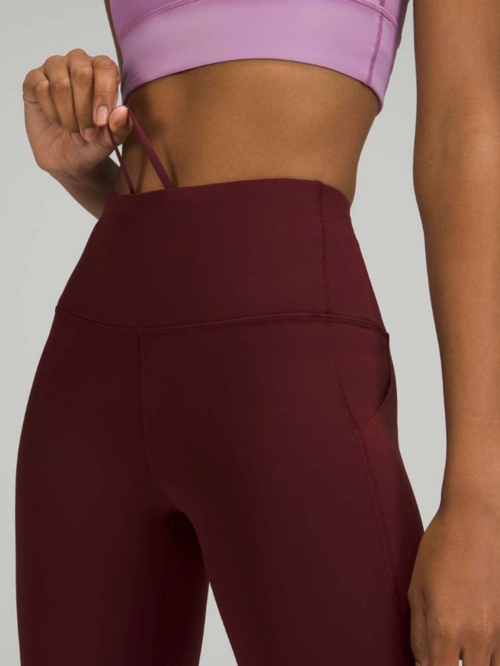 Lululemon Pace Rival High-Rise Crop 22” Red Merlot Mesh Leggings 10 - Picture 3 of 5